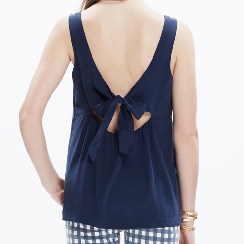 Madewell Navy Tie-Back Tank Top (Size XS)